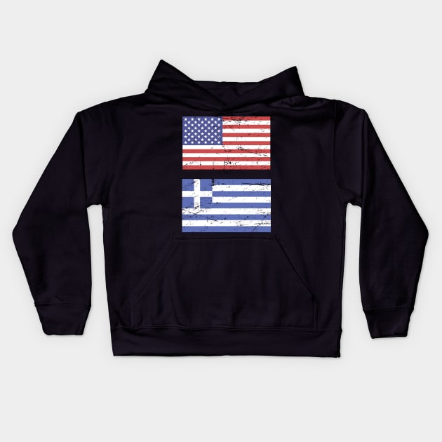 United States Flag & Greece Flag Kids Hoodie by MeatMan